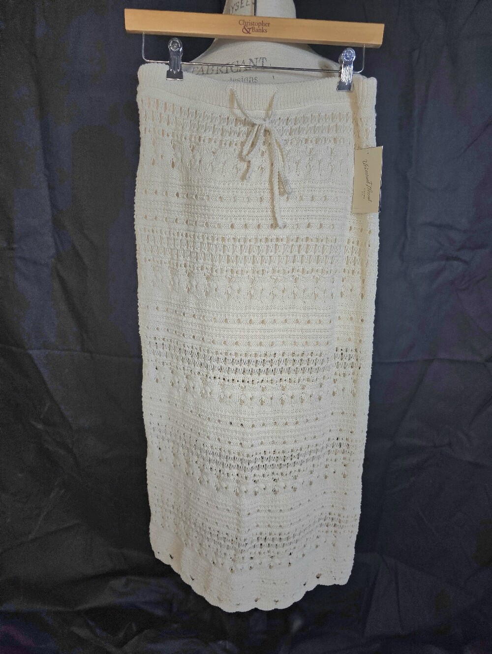 Universal Thread Cream Crochet Maxi Skirt with Drawstring Waist
